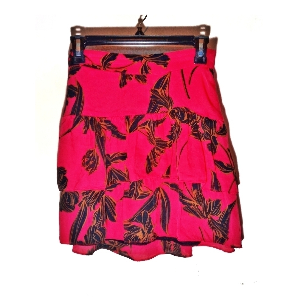 A.L.C Pink Floral Tiered Skirt